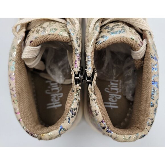 Hey Girl by Corkys Size 8 Leopard Imagine High Top Sneakers Beige Metallic - Picture 6 of 8